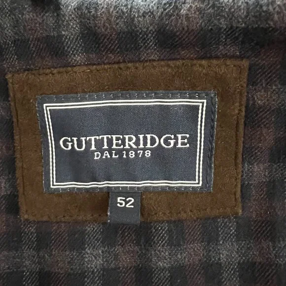 Gutteridge Men's Gray Brown Long Sleeve Button-Down Quilted Jacket Size 52